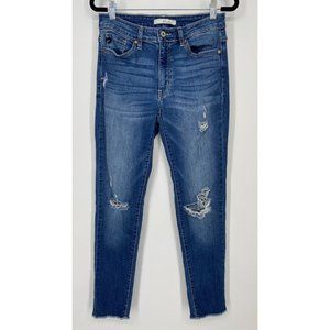 KanCan Skinny Ankle Jeans Women's Size 28 Mid Rise Stretch Distressed Denim Blue